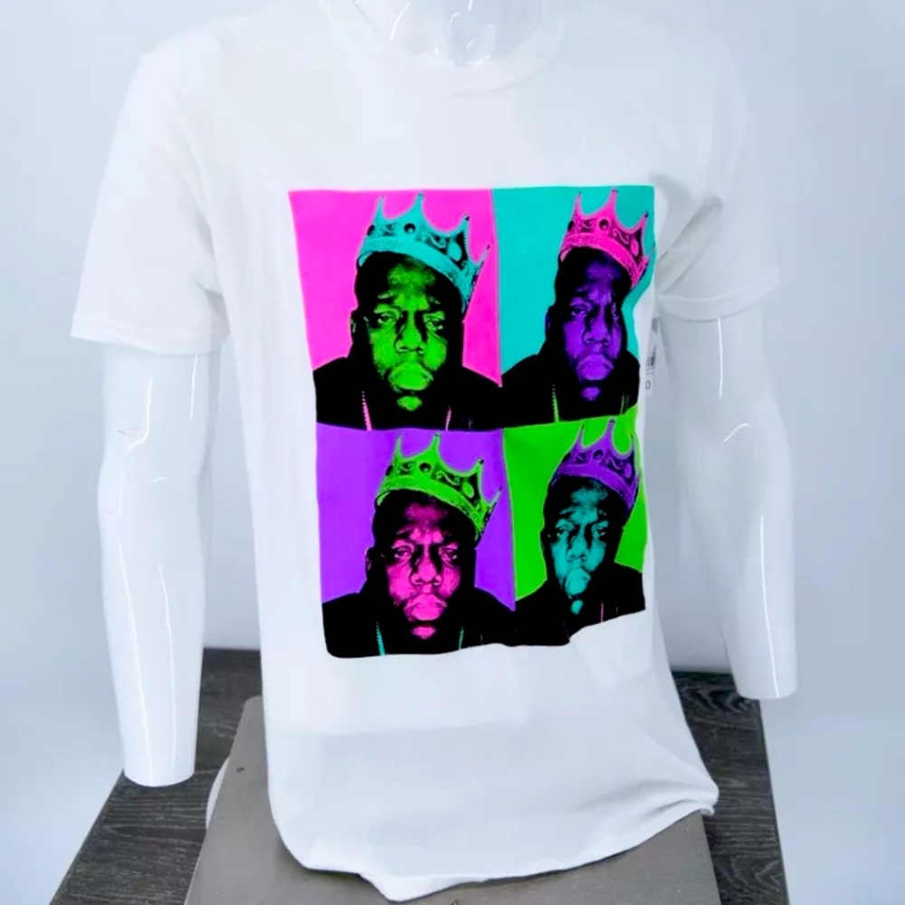 Notorious B.I.G. Crown Pop Art Graphic White Shirt